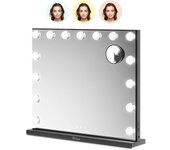Espejo hollywood - 58x48cm - negro - espejo de maquillaje - con luz led