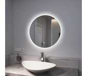 Emke espejo de baño led redondo con retroiluminación sin marco interruptor táctil - diámetro 60cm | luz blanca fría