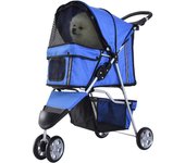 Cochecito para gato y perro pawhut azul 75x45x97 cm