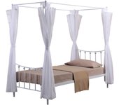Cama con dosel 90 x 200 cm en metal, colección amore, color blanco – 208 x 190 x 96 cm