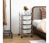 Carrito auxiliar con 4 cajones y ruedas giratorias universales, carro de almacenaje con estructura de acero, carrito de utilidad, 37x32x76cm (blanco)