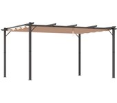 Pérgola de 3x4m con techo retráctil de aluminio, protección solar para terraza y jardín en gris y marrón