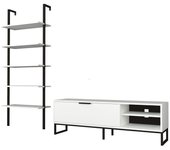 Mueble tv con librería 5 estantes blanco 70x30xh.180 cm
