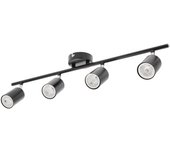 Cgc lighting, barra de focos de techo con 4 cabezas negras y ángulo de led cromado ajustable