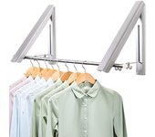 Perchas de pared plegables de aluminio, organizador de ropa plegable con ganchos para sala de estar,dormitorio, baño, balcón,ahorra espacio (plateado)