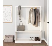 Vidaxl perchero con zapatero madera maciza pino blanco 113x40x157,5 cm
