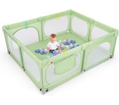 Parque infantil bebe plegable 189x158cm, con 50 bolas oceánicas, 4 anillas, malla transpirable, puerta con cremallera, bolsillo y bolsa de