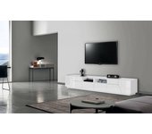 Gregorio mueble tv, aparador bajo de salón con 4 puertas, base para mueble televisión, 100% made in italy, 260x43h46 cm, blanco brillo