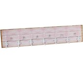 Percha madera 7 ganchos forja blanca rosa claro 93.5x11x20h cm