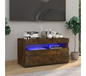 Mueble de tv con luces led roble ahumado 75x35x40 cm