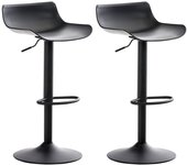Juego de 2 taburetes de bar giratorios de diseño moderno de plástico negro 10_0000317
