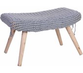 Banqueta de madera y algodón trenzado gris 67x30x43h cm