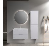 Juego tália mueble de baño colgante con lavabo de resina mineral, columna alta de almacenamiento y espejo, moments of glass