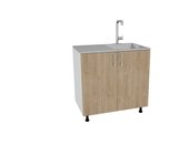 Tapa trampa karo haaus, 2 puertas, madera natural/blanco, 80 x 50 x 80 cm