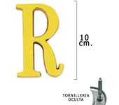 Letra latón r 10 cm. con tornilleria oculta (blister 1 pieza)