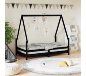 Estructura de cama para niños madera de pino negro 80x160 cm v5126 80 x 160 cm / negro