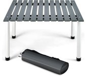 Mesa de picnic plegable, mesa de viaje enrollable de madera con bolsa de transporte, para camping, jardín, carga 50 kg, 69 x 69 x 42 cm (gris)