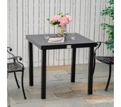 Mesa de jardín negro 4 personas 80x80x74cm compacto comedor aluminio plástico de fácil mantenimiento para jardín