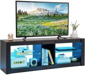 Mueble para tv con led multicolor para televisores de hasta 65 pulgadas, con 5 compartimentos de almacenamiento abiertos y estantes ajustables de vidr