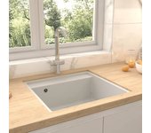 Vidaxl fregadero de cocina con rebosadero granito blanco
