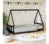 Estructura de cama para niños madera de pino negro 90x190 cm 90 x 190 cm / negro