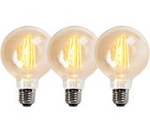 Set de 3 bombillas led regulables e27 g95 dorado 5w 450lm 2200k