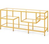 Mueble para tv de vidrio templado para televisores de hasta 65 pulgadas, consola con estantes de almacenamiento, para entrada, sala de estar y dormito