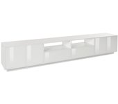 Albak mueble tv, aparador bajo de salón, base para soporte para televisión, 100% made in italy, 260x41h46 cm, blanco brillo