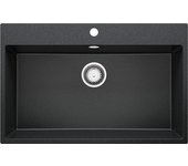 Primagran fregadero cocina grafito 78x50cm, fregadero granito 1 seno + sifón, fregadero sobre encimera al mueble 80cm - riga