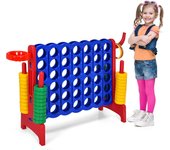 Enorme juego de 4 ganas, juego de estrategia con 42 anillos, canasta de baloncesto, juego de lanzamiento, 4 en una fila, rojo