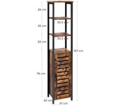 Mueble columna mueble de almacenaje mueble alto para baño salón 37 x 30 x 167 cm estilo industrial negro 12_0000823