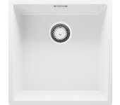Primagran fregadero cocina blanco 46x47cm, fregadero granito 1 seno + sifón, fregadero sobre encimera al mueble 50cm - london slim