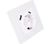 Cofan enchufe de pared inteligente | conectividad wifi 2.4 ghz + bluetooth | potencia: 3520 w | 1 toma con puerto usb y usb-c | compatible con alexa