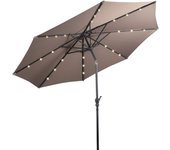 Sombrilla terraza exterior ø 2,7/3m con led solar, parasol inclinable con manivela y 6/8 varillas, protección solar y impermeable, base no incluida