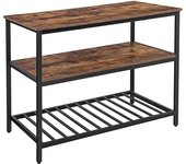 Carrito de cocina estilo industrial colección tampa con estructura de metal negro y tablero de madera.