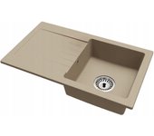 Fregadero cocina beige 43,7x75cm, fregadero granito 1 seno + sifón