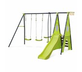 Parque infantil con columpio y tobogán, libeccio, verde, 313x155x197 cm