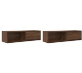 Muebles de tv 2uds roble marrón 100x31x25,5cm madera ingeniería v4047 unico / marrón
