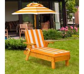 Sillón reclinable exterior para niños con sombrilla desmontable regulable en tensión patio 92x49x106 cm