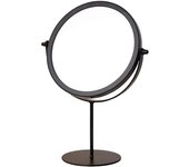 Espejo de escritorio, espejo de maquillaje, espejo de pie, ángulo ajustable, base redonda (negro)