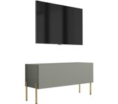 Mueble tv, aloe, 100 x 52 x 32 cm, patas doradas