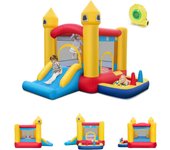 Estructura inflable 6 en 1 para 3 niños de 3 a 10 años, con tobogán, piscina infantil, etc. rojo (sin ventilador)
