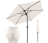 Sombrilla de jardín 270 cm, uv30+, sombrilla de exterior, sombrilla de terraza, manivela, beige, sombrilla de playa