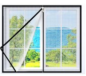 Mosquitera autoadhesiva para ventana, ventana con mosquitera antiinsectos con cremallera, mosquitera de malla fina para ventana, 100 x 150 cm