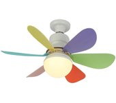 Ventilador de techo, aspas extraíbles, ventilador de techo iluminado con control remoto, 3 velocidades, iluminación led, 30w