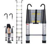 Escalera telescópica de aluminio con gancho escalera multifunción plateada 3,2 m