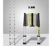 Escalera extensible telescópica hasta 150 kg escalera de aluminio estable de 3,8 m