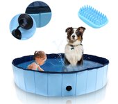Piscina plegable para perros con válvula para mascotas en pvc piscina infantil 160 x 30 cm