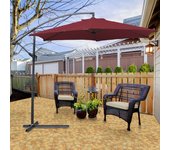 Parasol, sombrilla de jardín con 6 puntales, sombrilla basculante, sombrilla de terraza para jardín, playa, piscina y cafetería 300 cm rojo
