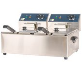 Cleiton® freidora industrial eléctrica 6+6 litros doble sobremesa | freidora profesional de aceite en acero inox 5000 w termostato alta precisión